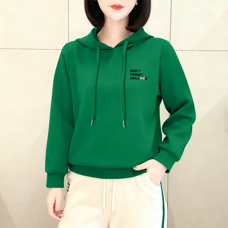 休闲新款宽松显瘦加厚洋气连帽中年时尚卫衣女士长袖加绒上衣外套