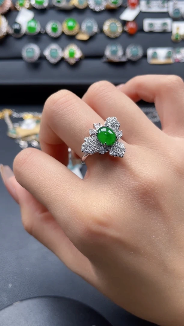 【闪购商品】翡翠戒指银S925镶嵌457654