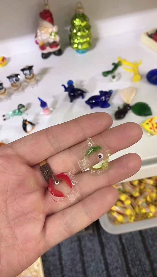 琉璃手工艺品挂钩鱼一对