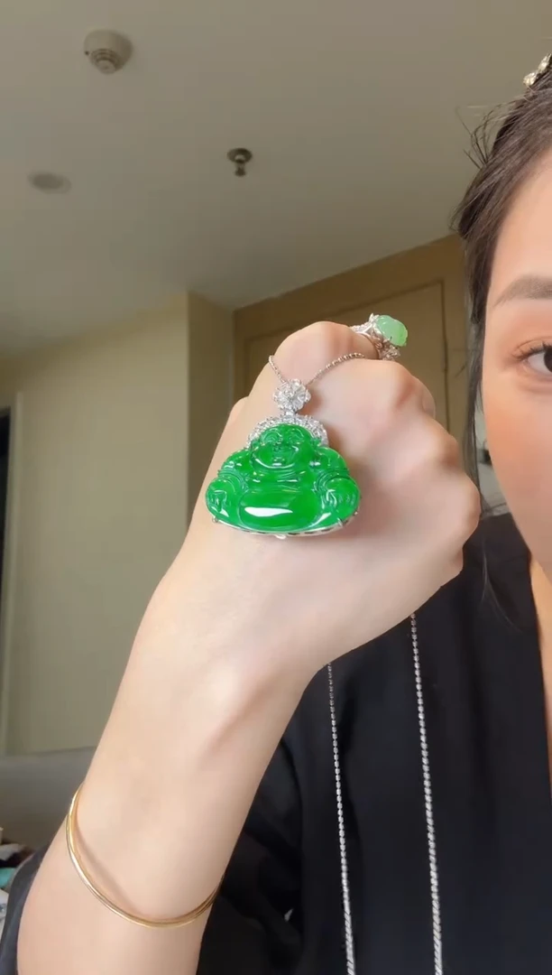 翡翠银S925镶嵌吊坠(不含链)天然翡翠吊坠3