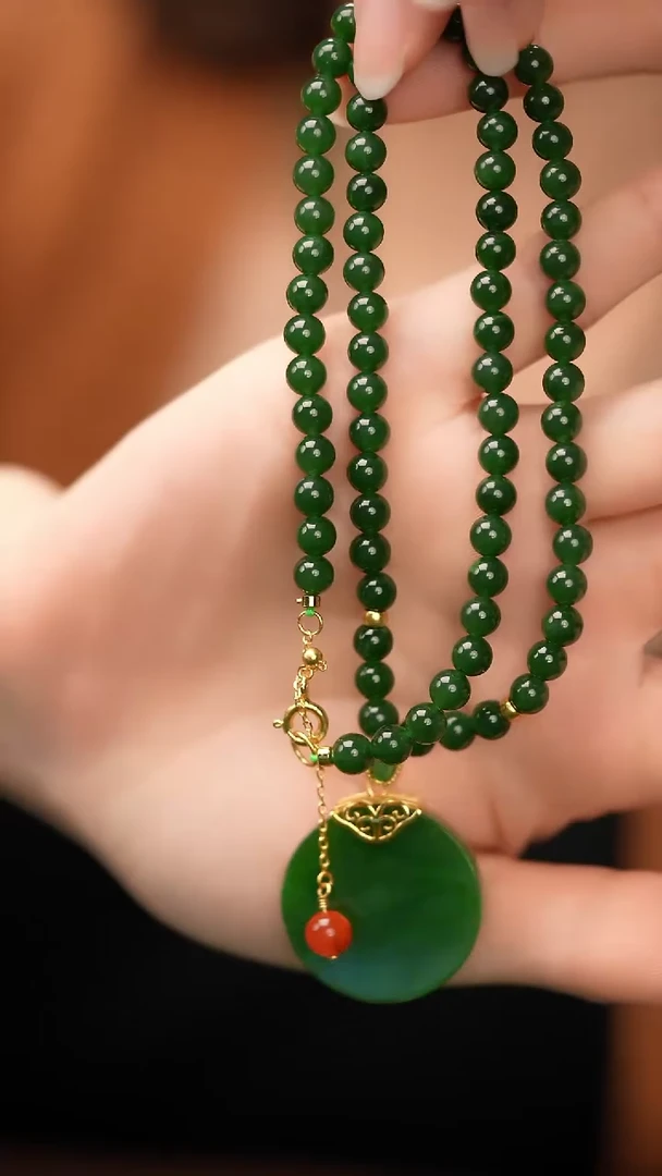 【闪购商品】和田玉（碧玉）吊坠(赠链)银S925镶嵌和田玉碧玉吊坠