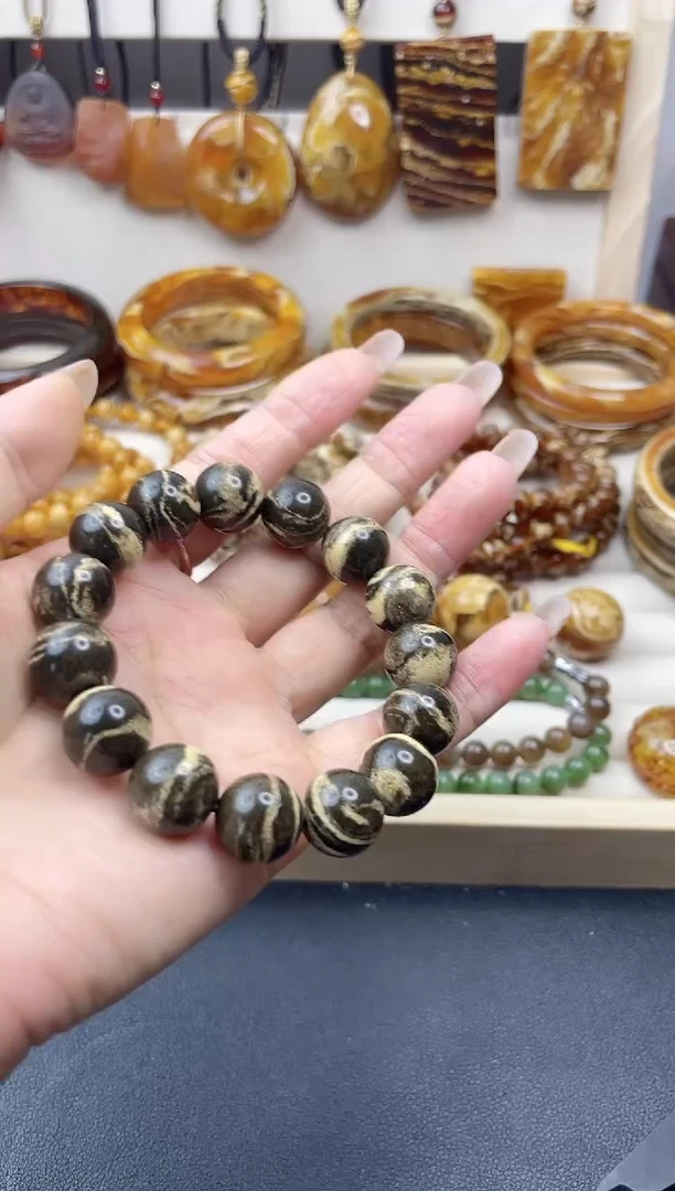 未镶嵌琥珀裸石黑花卡13+