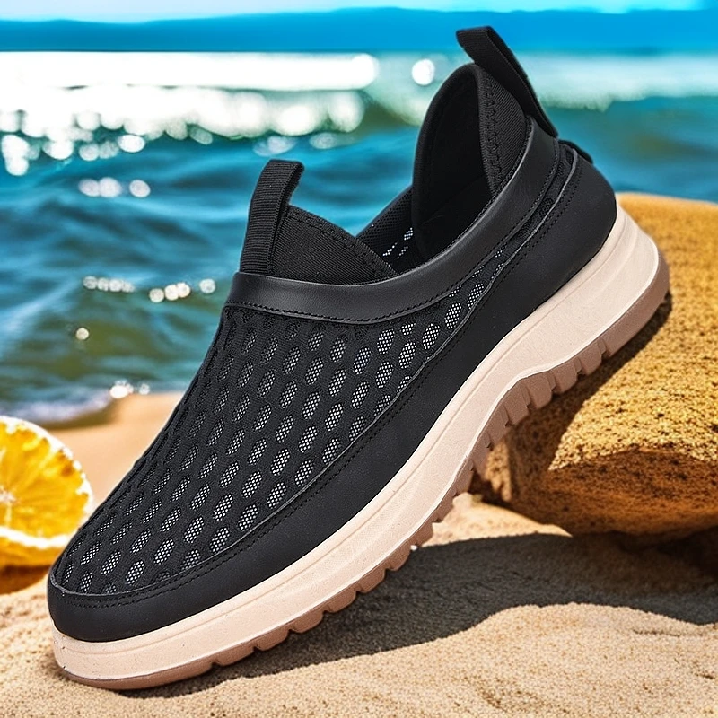 夏季老北京布鞋男透气网面爸爸网鞋轻便防滑健步鞋子男款夏季网眼