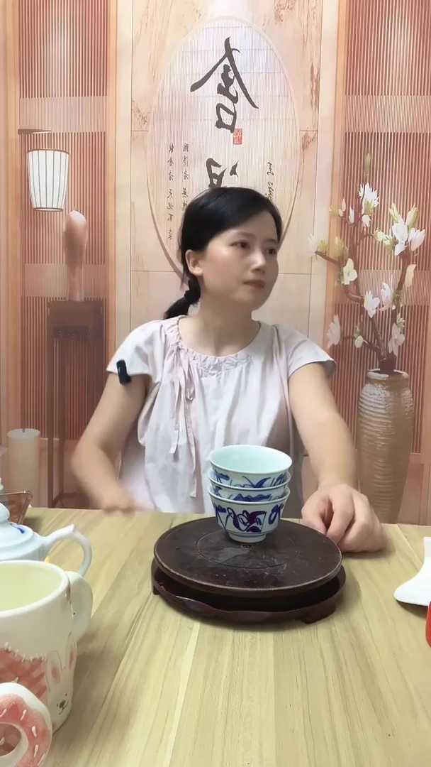 瓷手绘刀花杯3个