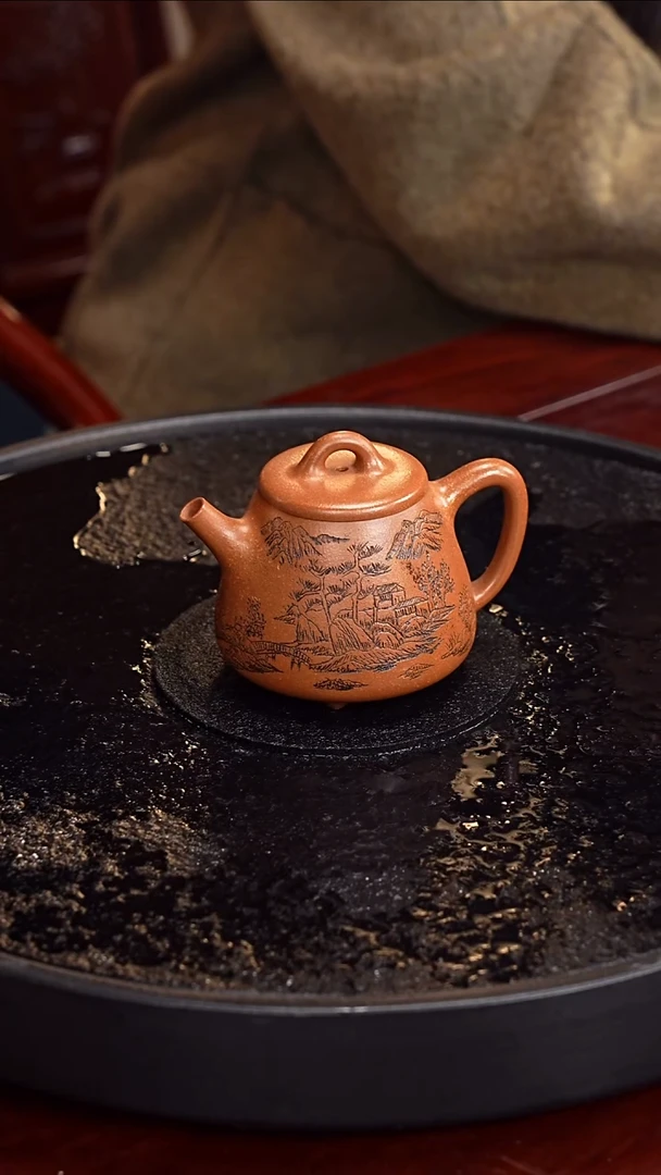 茶壶紫砂陈红 高石瓢128 沉香泥 200毫升
