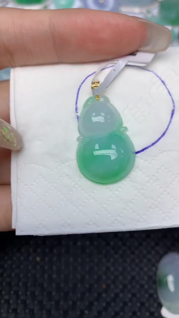颈饰18K金镶嵌翡翠天然缅甸翡翠a货百元以上9元证书费自理