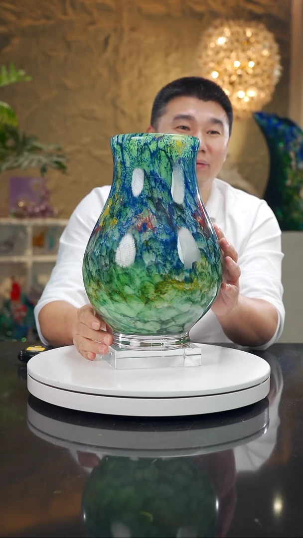摆件福利设计款绿彩莫奈花瓶