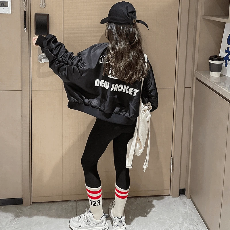 女童外套2025春秋季中大童春款夹克外套大童装棒球服儿童短款上衣