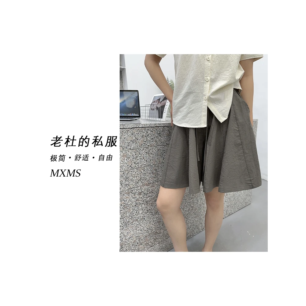 （杜思蒙服饰）25829-“宝藏衣橱”韩系休闲设计感拼接松紧腰抽绳裤裙