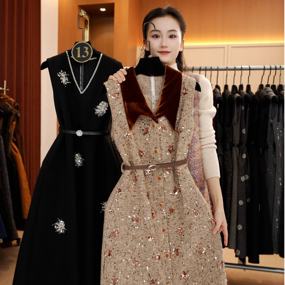 【宠粉价】气质时尚轻奢复古气质无袖设计连衣裙NH-WX395