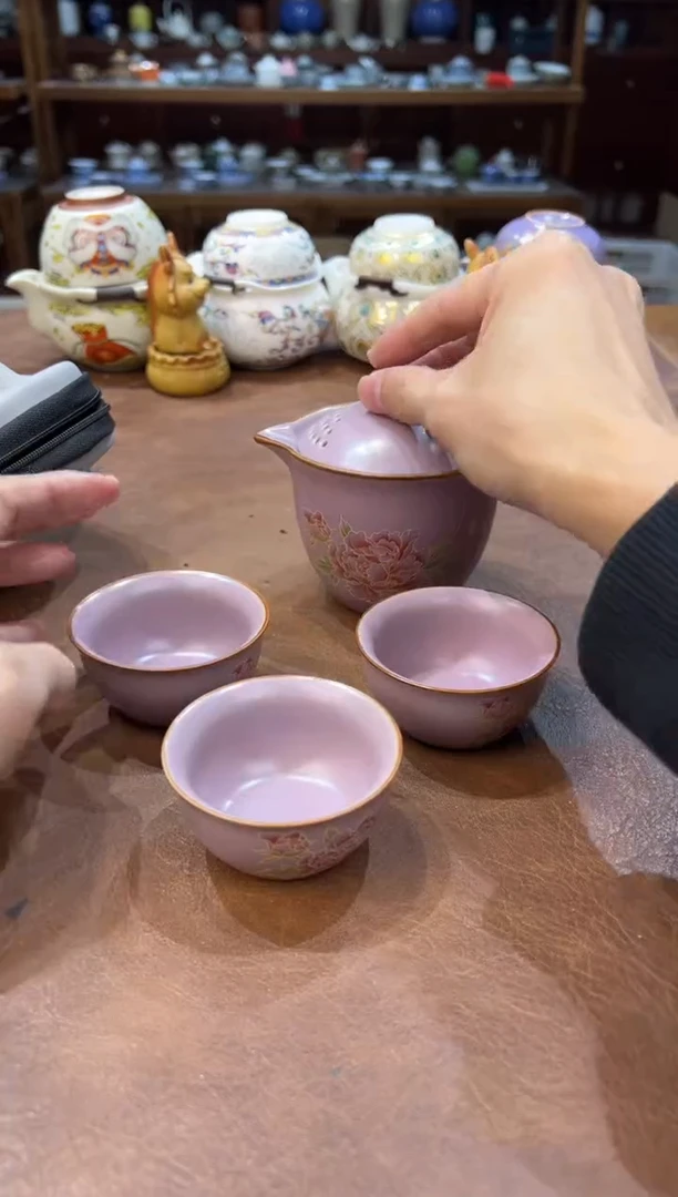 真的很便宜超好看会开片的旅行茶具
