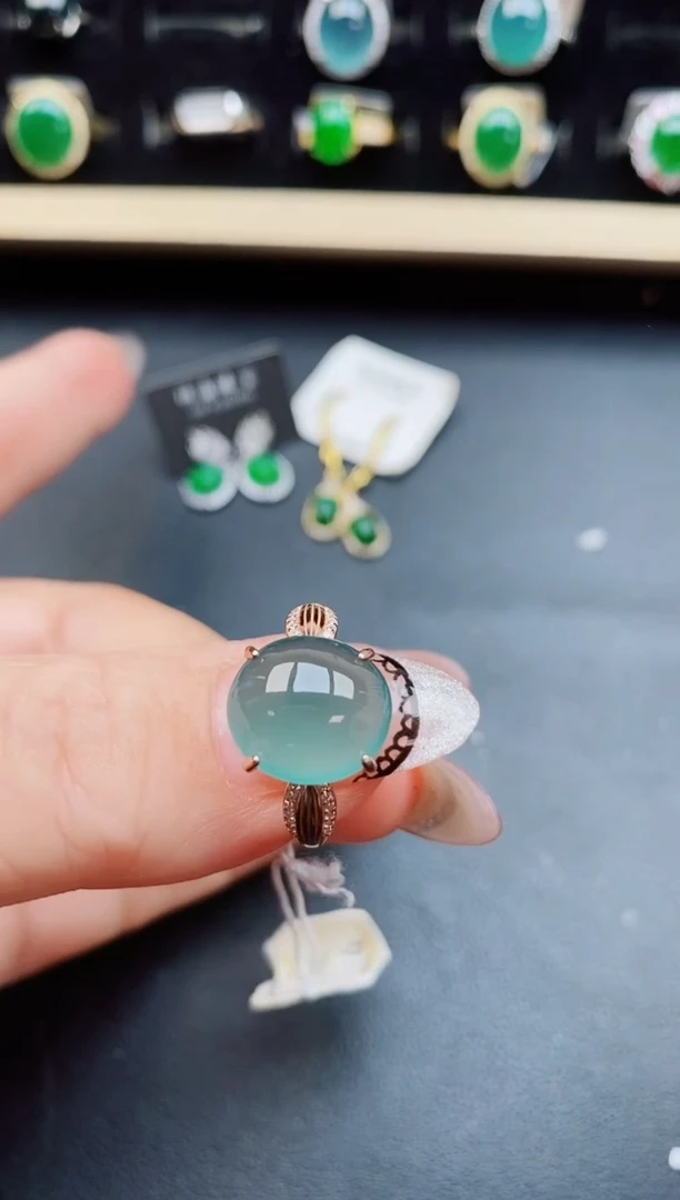 翡翠戒指银S925镶嵌05850