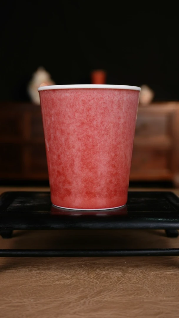 杯子豇豆红景德镇纯手工陶瓷