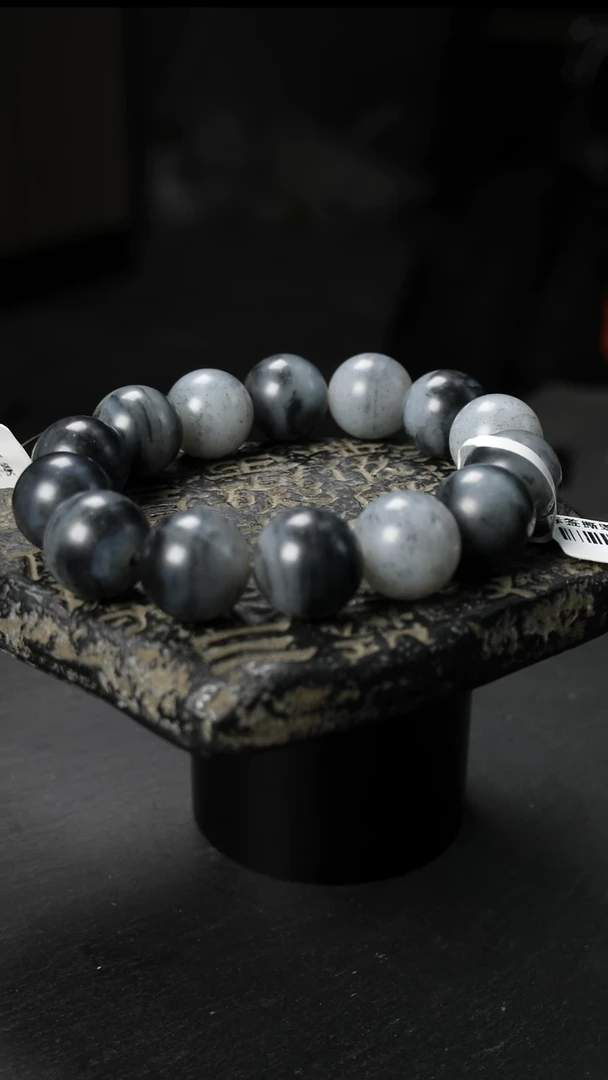 未镶嵌手串和田玉和田玉白玉青花手串卡15mm