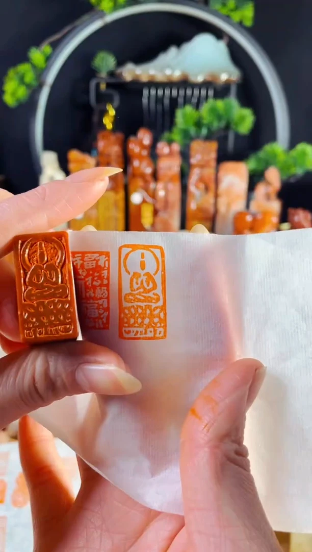 浙江红石印石手工篆刻《佛造像01》1.5*3 红石