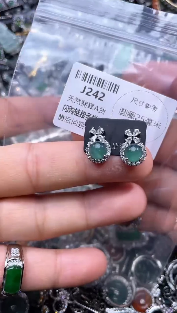【闪购商品】翡翠颈饰未镶嵌J242耳钉