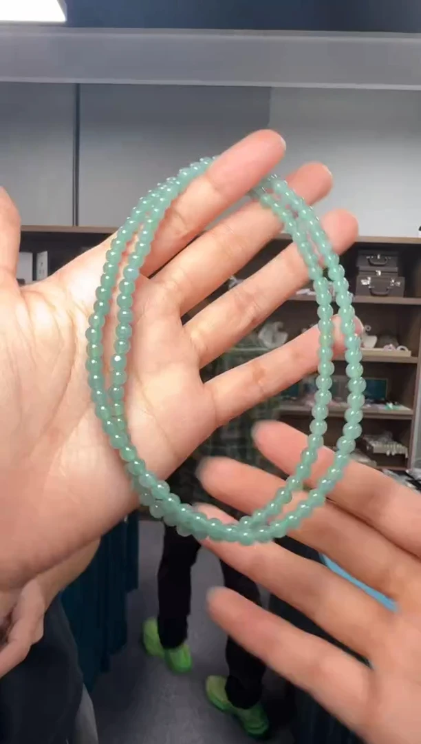 【闪购商品】翡翠项链未镶嵌晴绿翡翠珠项链手链