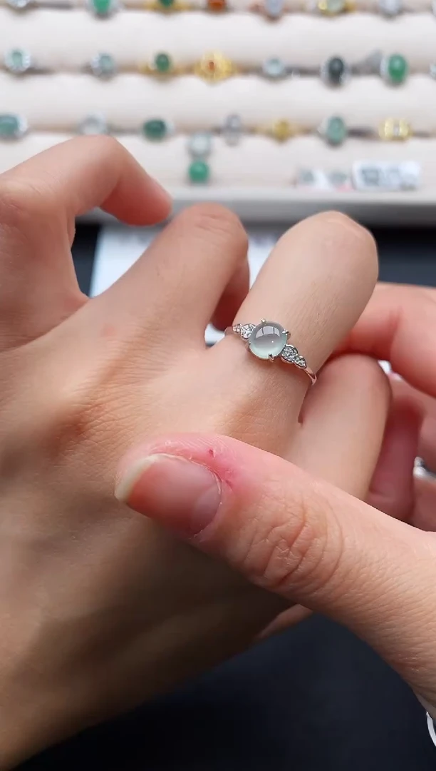 银S925镶嵌戒指翡翠4444444+1