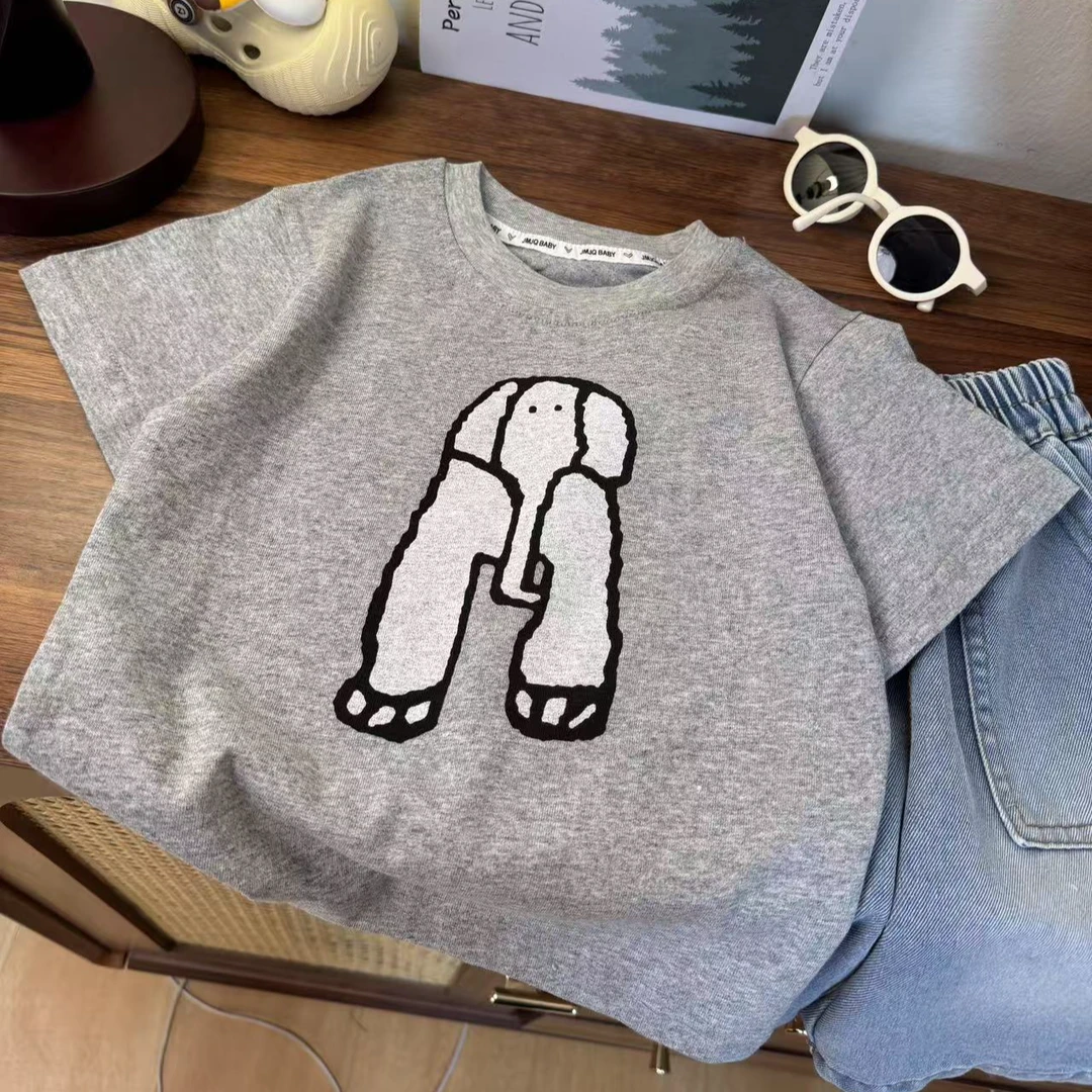 YM【亲子款 25509】夏季新款中小童韩版大象印花圆领短袖体恤