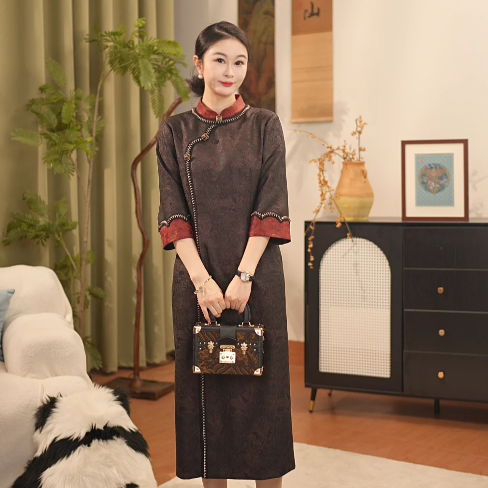 【贺贺·八经绞罗】桑蚕丝八经绞罗日常中长款中国风HF7087