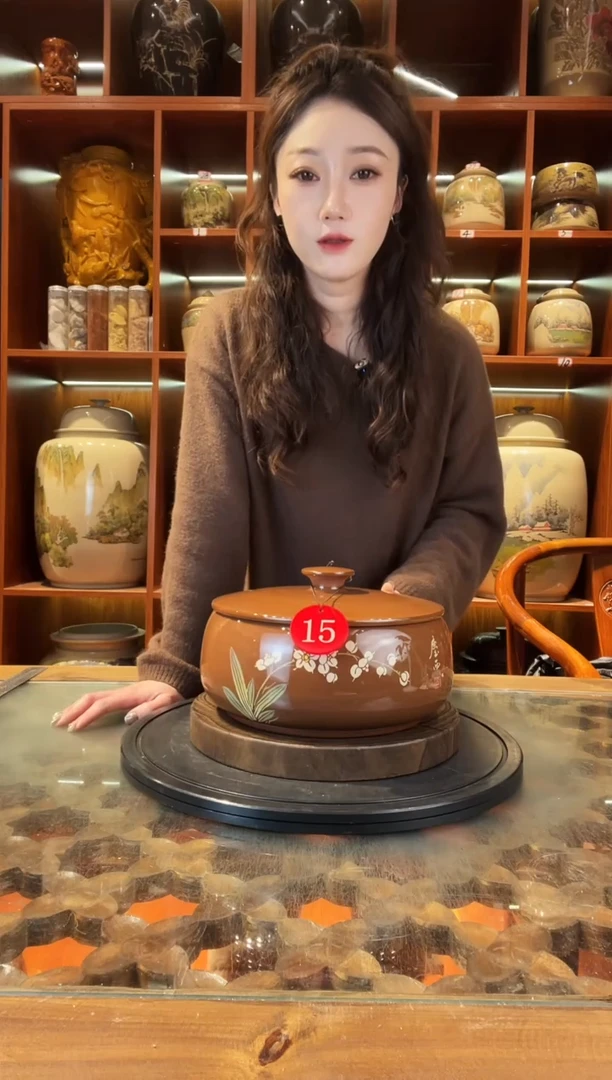 罐云南建水紫陶三饼茶罐@15