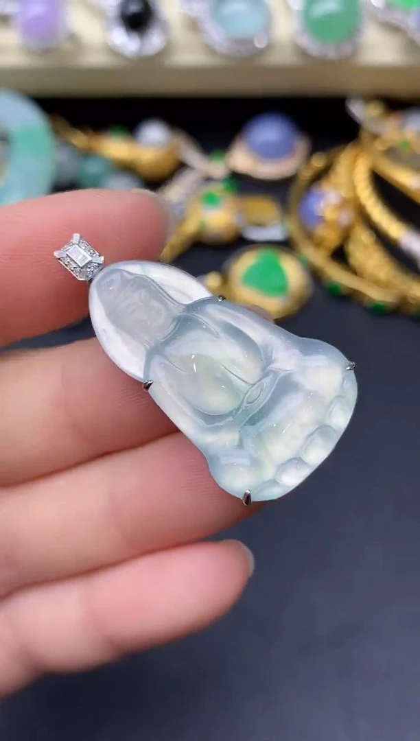 颈饰18K金镶嵌翡翠56-雪姐翡翠天天见
