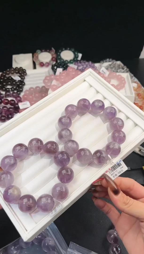 【闪购商品】水晶手链未镶嵌多样性发一Q118紫兔毛20mm