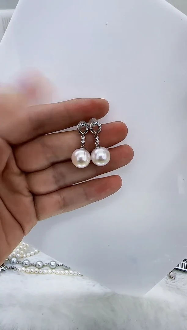 银S925镶嵌淡水珍珠DA珍珠耳饰 b481