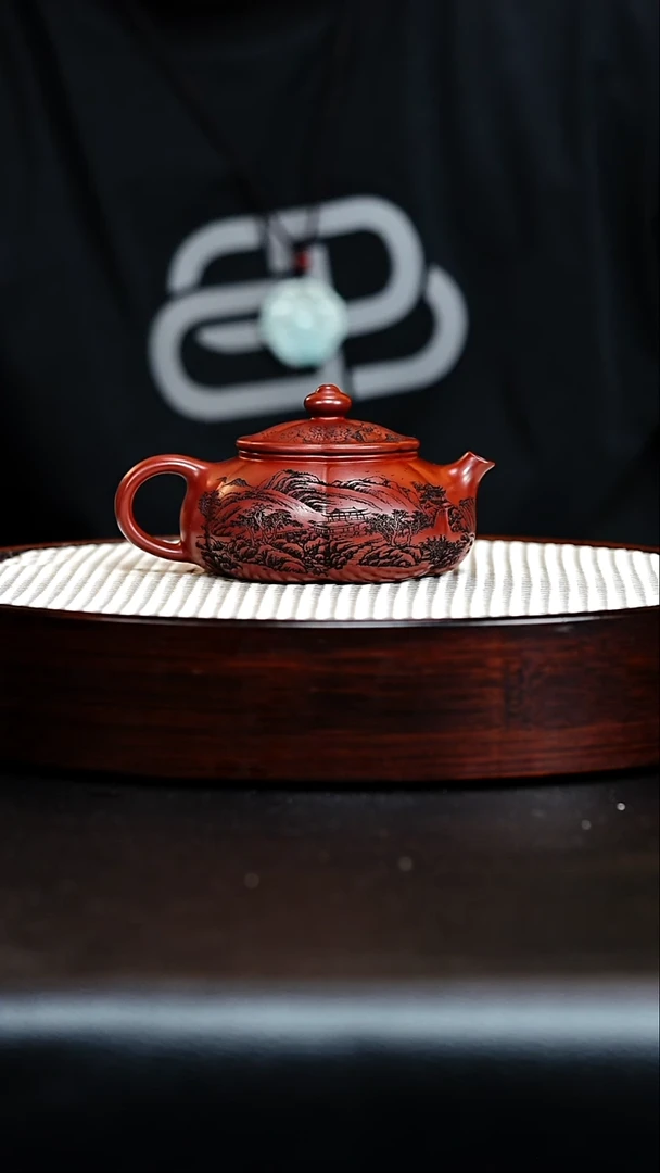 茶壶紫砂宜兴紫砂 筋纹寒江 龙血砂 周昌兰h015