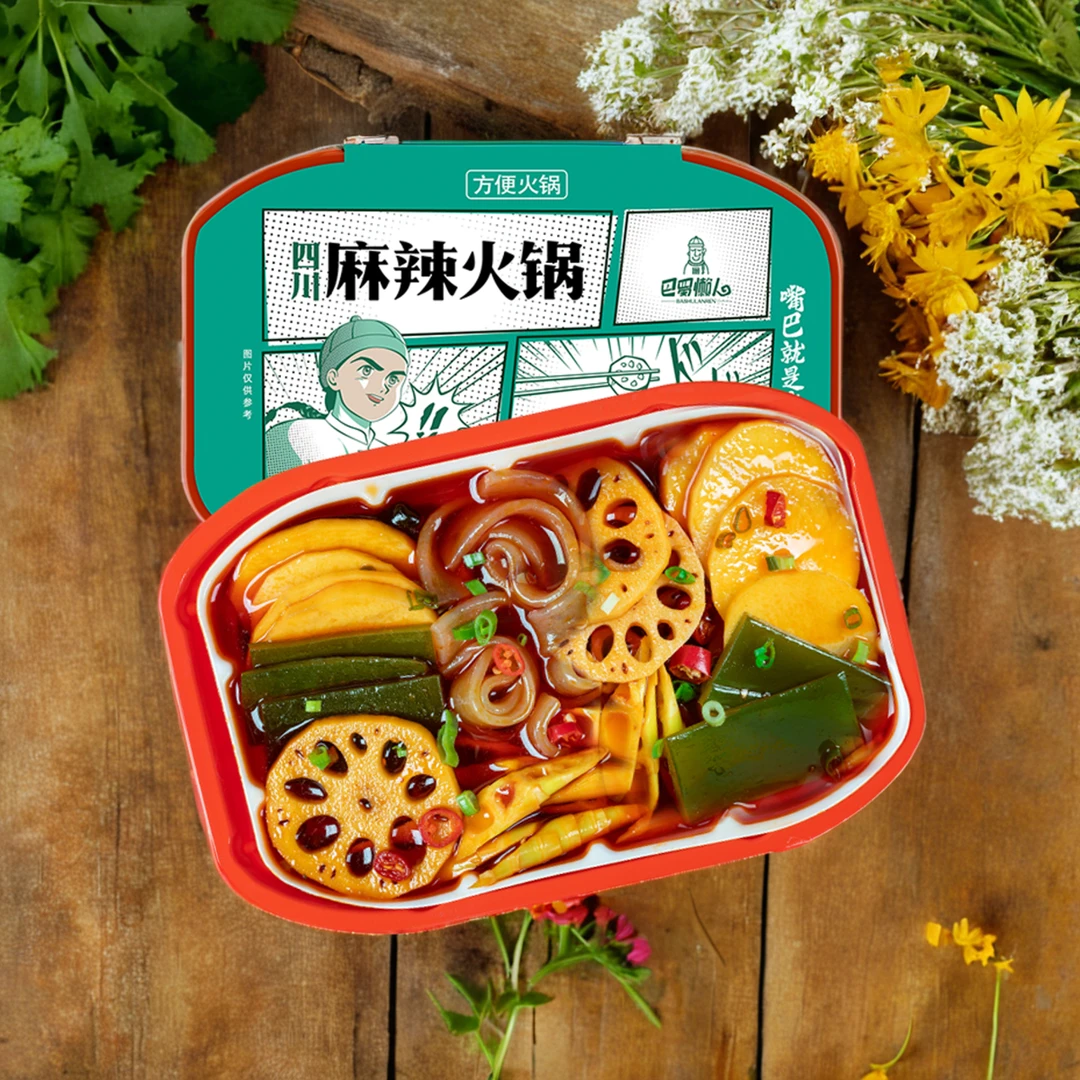 巴蜀懒人绿版素菜305g自助小火锅自热速食牛油蔬菜宽川火锅粉懒人