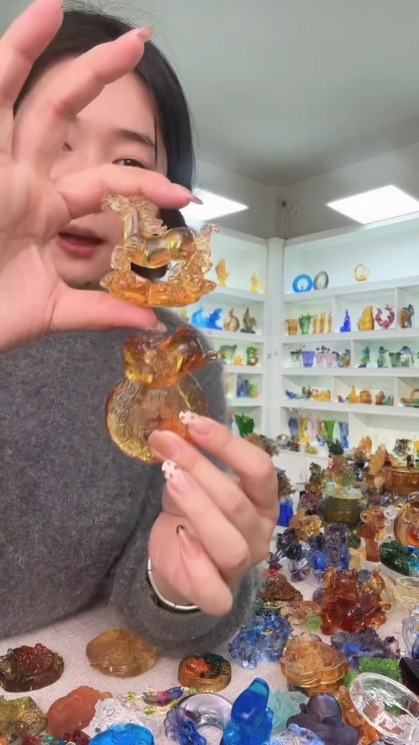 手工艺品琉璃祥云+唐马