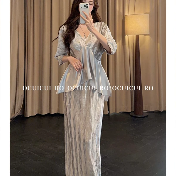 CUI CUI 崔崔【银河流淌】夏季短袖极简风透气薄款春夏欧美风套装