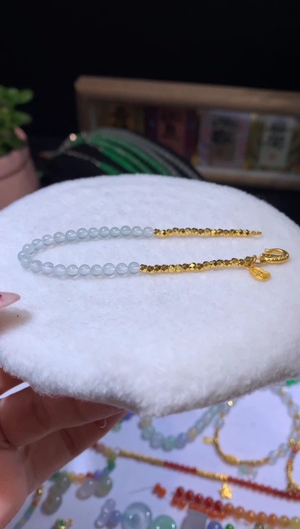 【闪购商品】定制翡翠未镶嵌3.6*白冰手串7800+780