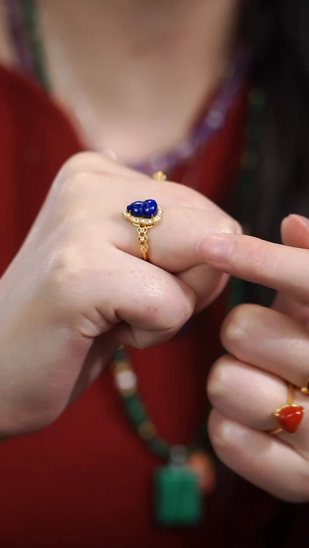 银S925镶嵌青金石戒指戒指