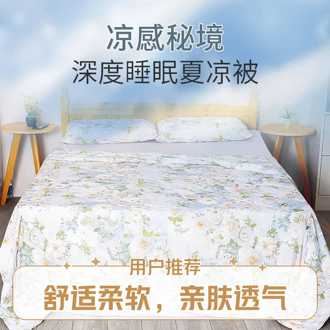 夏凉被 冰丝凉感小凉皮冰袋纱夏被A类抑菌防螨可水洗机洗丝滑凉感