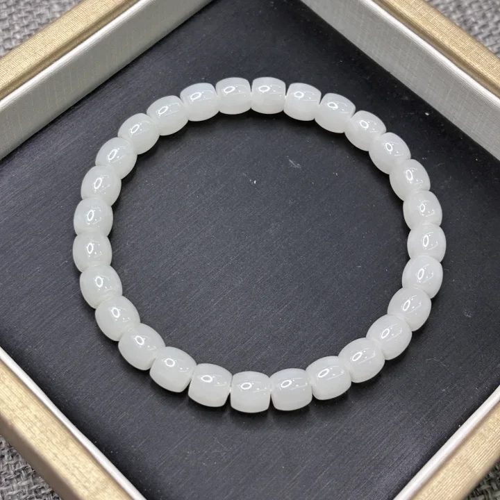 和田玉白玉手串6mm+多样性发一条-582163