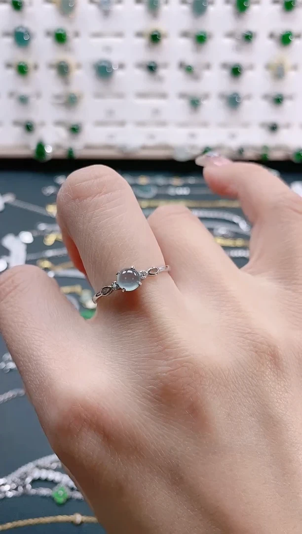 【闪购商品】翡翠戒指银S925镶嵌天然翡翠