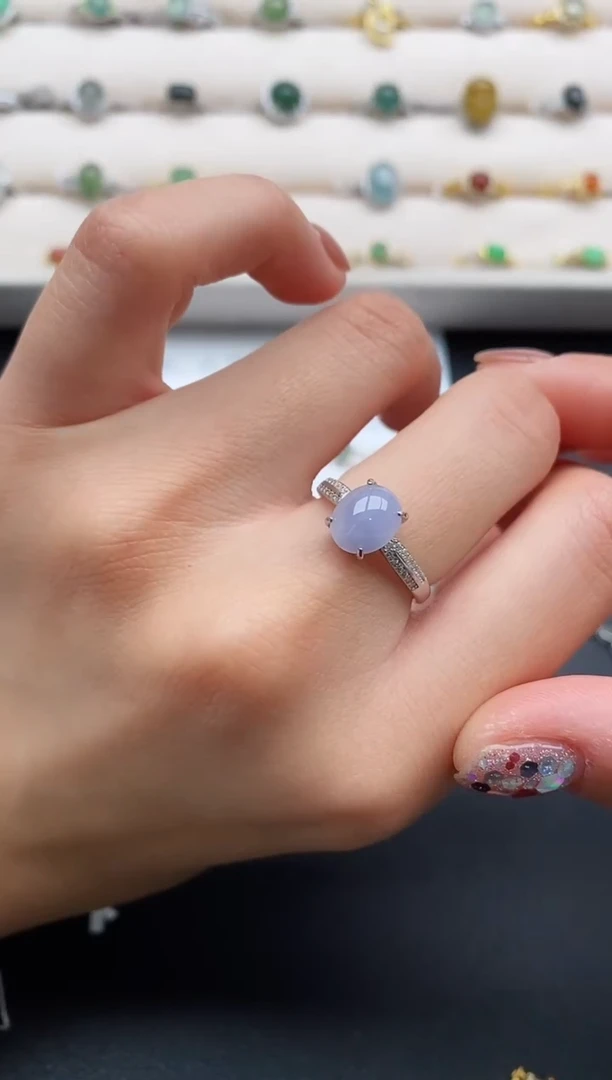 银S925镶嵌戒指翡翠22222222+4