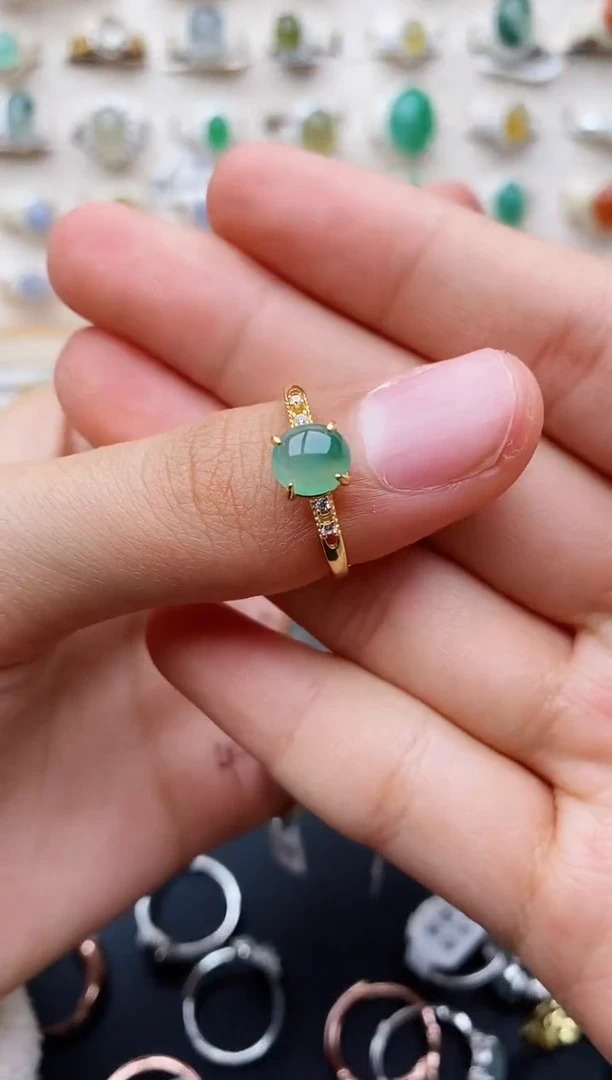 【闪购商品】翡翠戒指银S925镶嵌缅甸翡翠