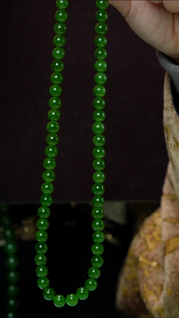 项链未镶嵌和田玉（碧玉）碧玉项链7-8mm 多样性发其一
