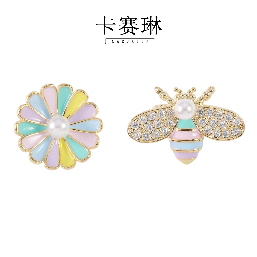 卡赛琳carsailn/ 镀K金 925银针  时尚轻奢蜜蜂耳钉 2028