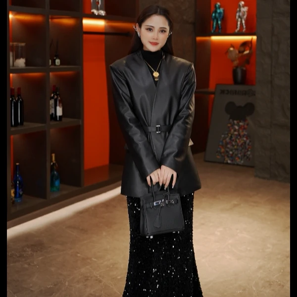 海宁真皮休闲时尚绵羊皮小西装款