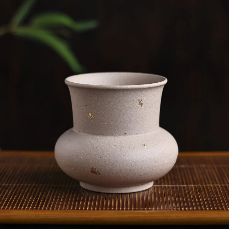 【斋居】桃花泥洒金-亦缶-建水茶道配件（窑云S0178）