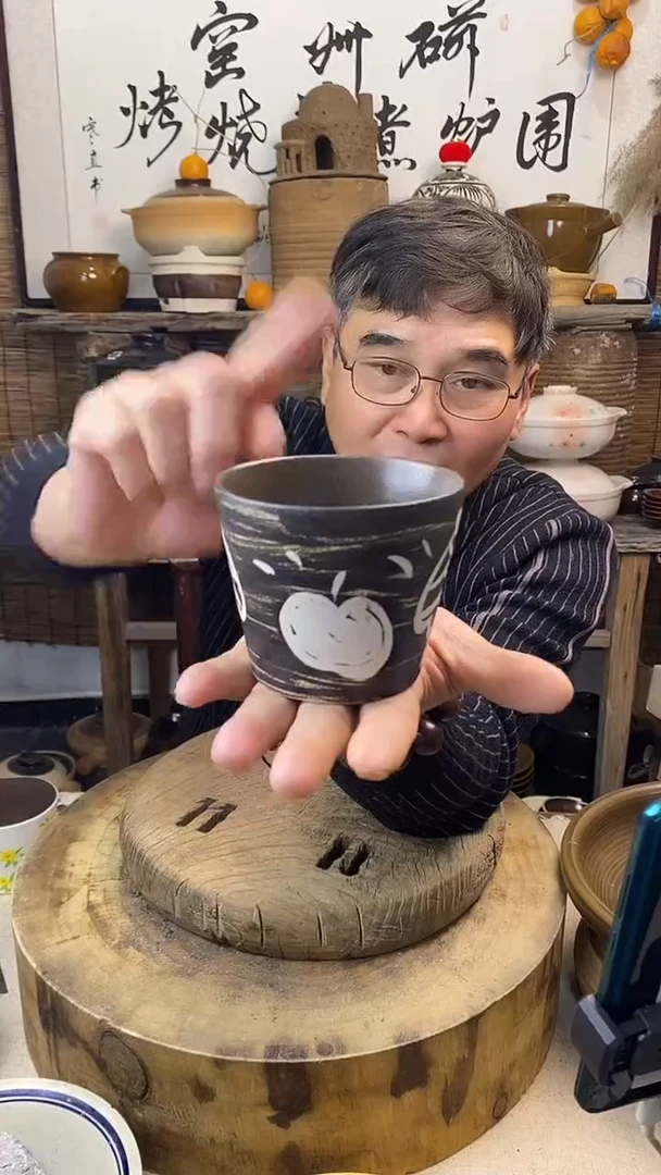 土陶手绘磁州窑茶杯咖啡杯04