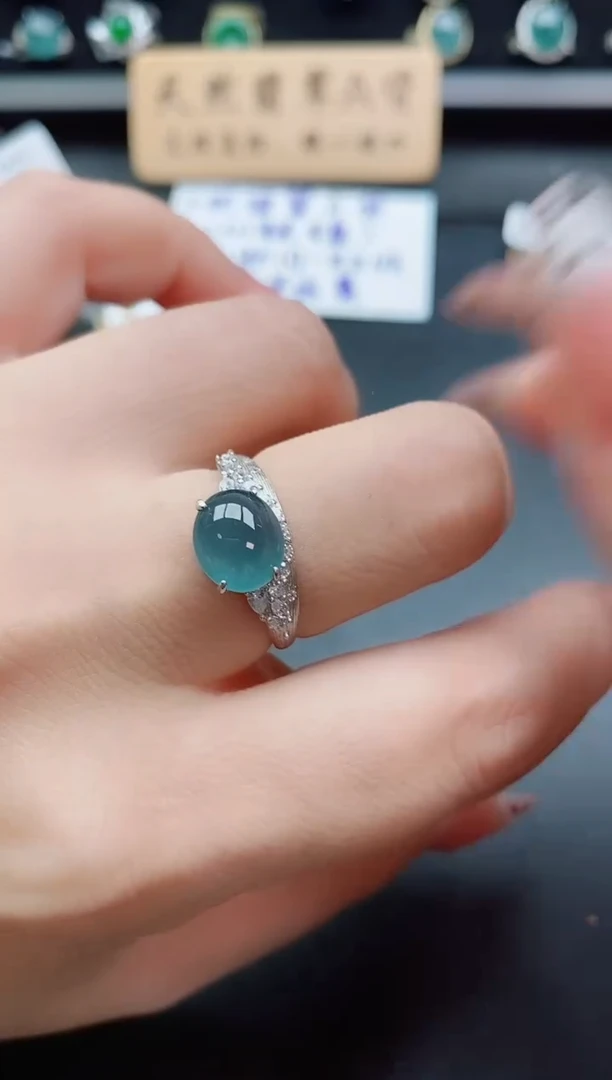 银S925镶嵌戒指翡翠1