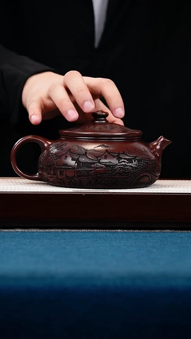 茶壶紫砂黑吉星寒江大