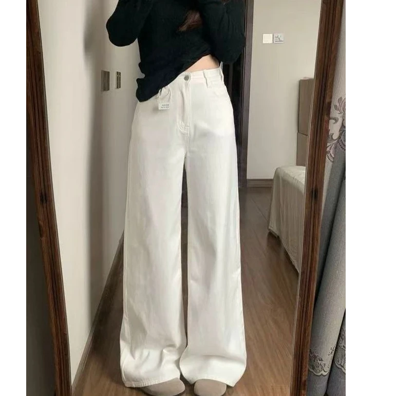 无品牌阔腿牛仔裤直筒阔腿拖地裤女薄款垂感宽松垂感设计感