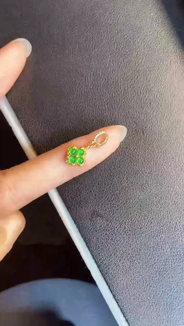 吊坠(不含链)银S925镶嵌翡翠天然A货翡翠