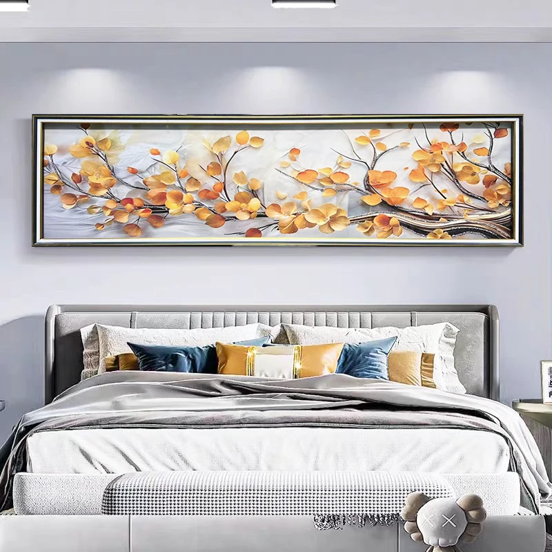 Q136金叶灿烂现代简约卧室装饰画主卧房间墙壁挂画轻奢客厅床头画