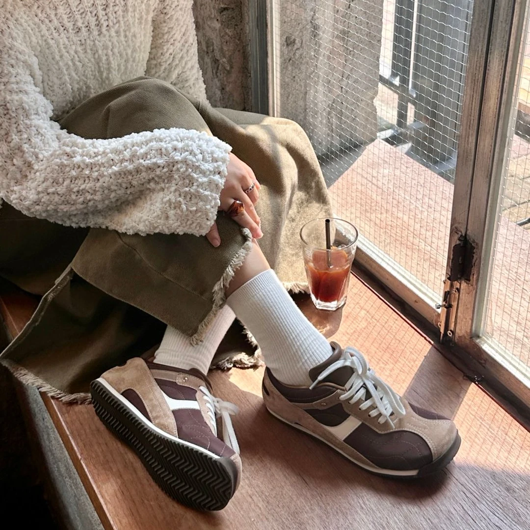 3509 赵露思同款磨砂皮小方头斑马鞋休闲运动鞋ins时尚德训板鞋潮